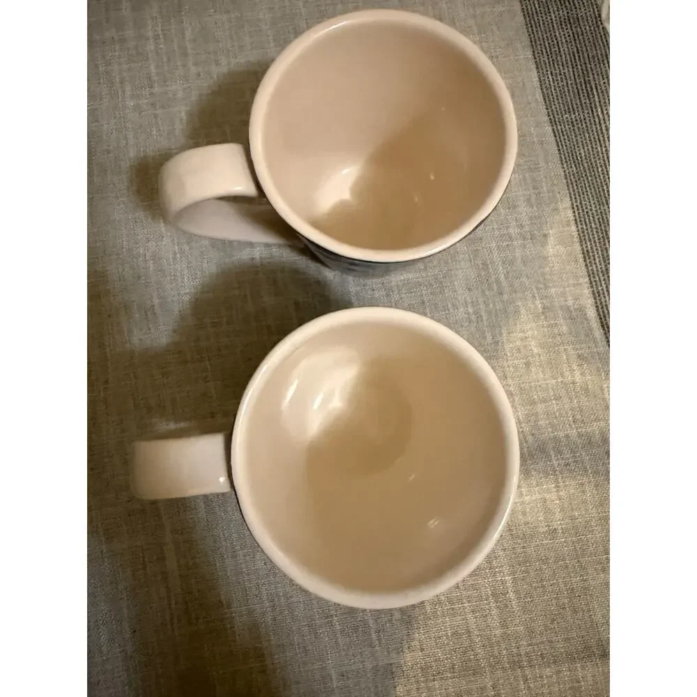 🎃🐶 Pier 1 Halloween Dog Mugs Set of 2 Ironstone 4.5” Double-Sided Design